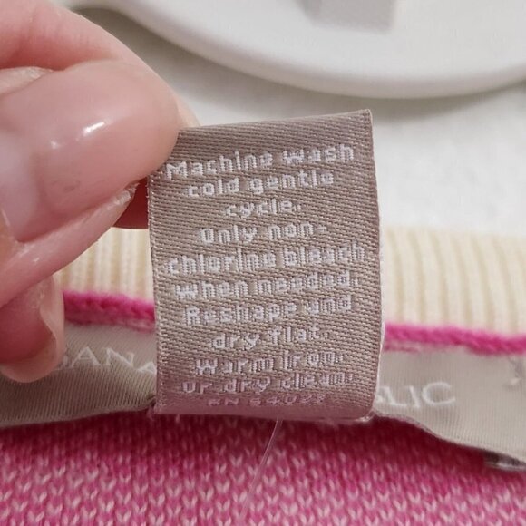 Banana Republic Sweater XS Pink Barbiecore Peplum Windowpane Long Sleeve NWT - Picture 6 of 11